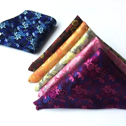 New Design Fashion Men Silk Polyester Paisley Flower Pocket Square Hankerchief Hanky Plain 15 Color Wedding Party Accessories