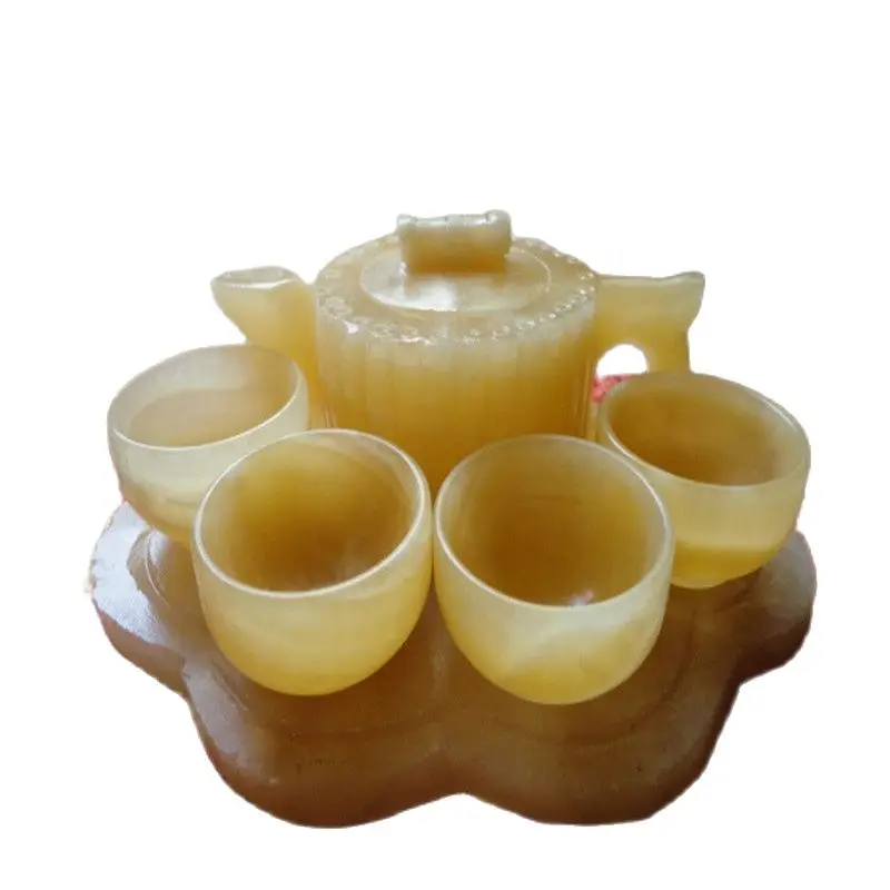 Natural Topaz, Bamboo Jade Teapot, Teacup Small Ornaments Chinese Tea Health Marketing