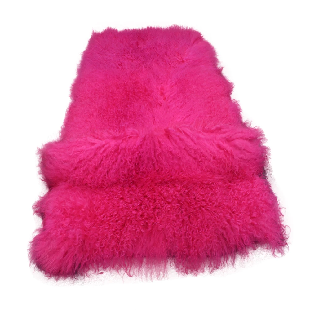 Tibetan Lamb Fur Plate Mongolian Lamb Fur skins Long and Curly hair  for dolls wigs blankets