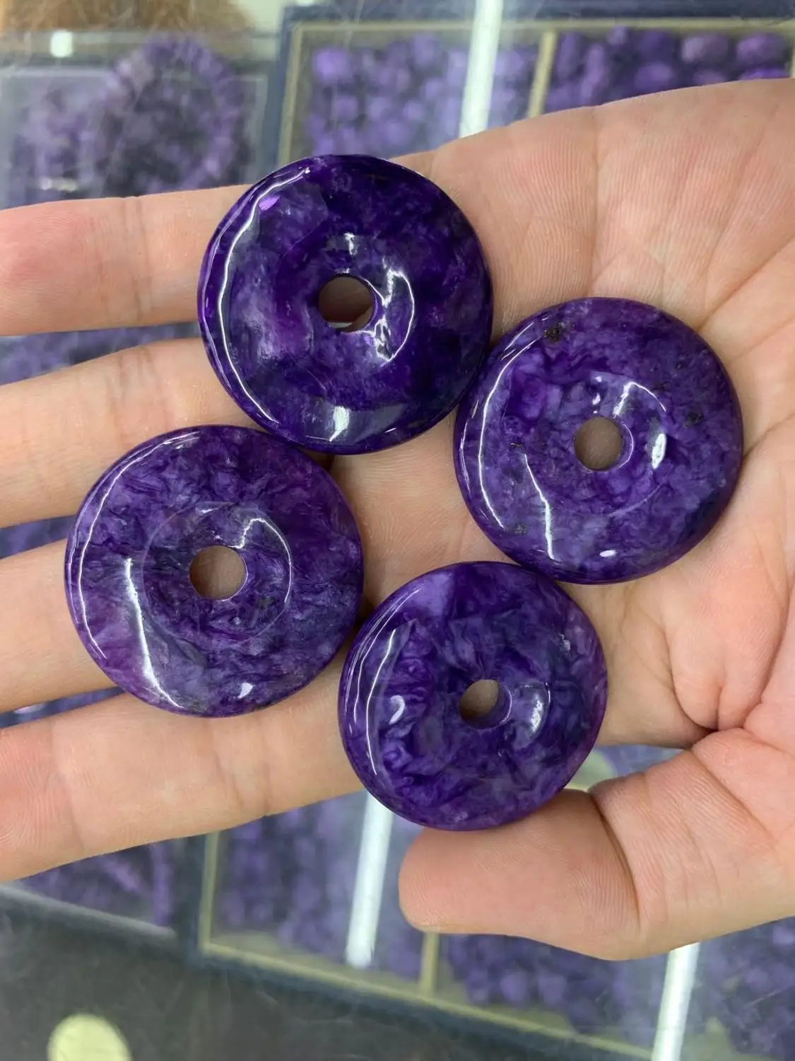 35mm donut charoite beads