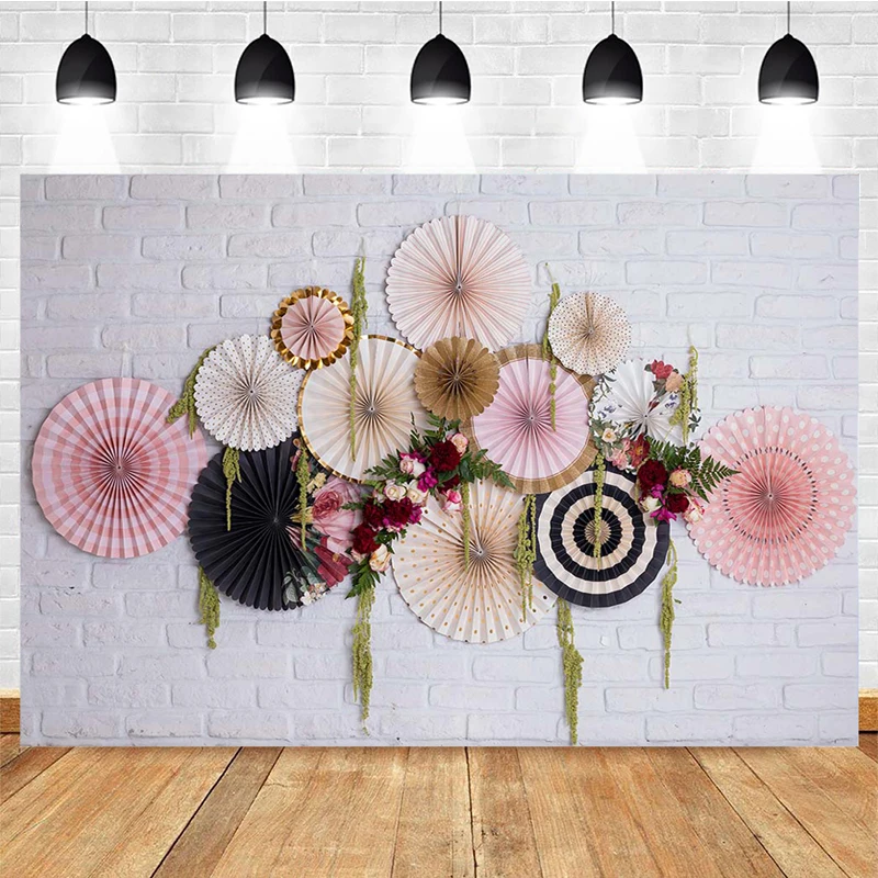 Mocsicka Spring Photography Background Oil Paper Umbrella Brick Wall Decoration Props Net Red Punch Photo Backdrop Studio