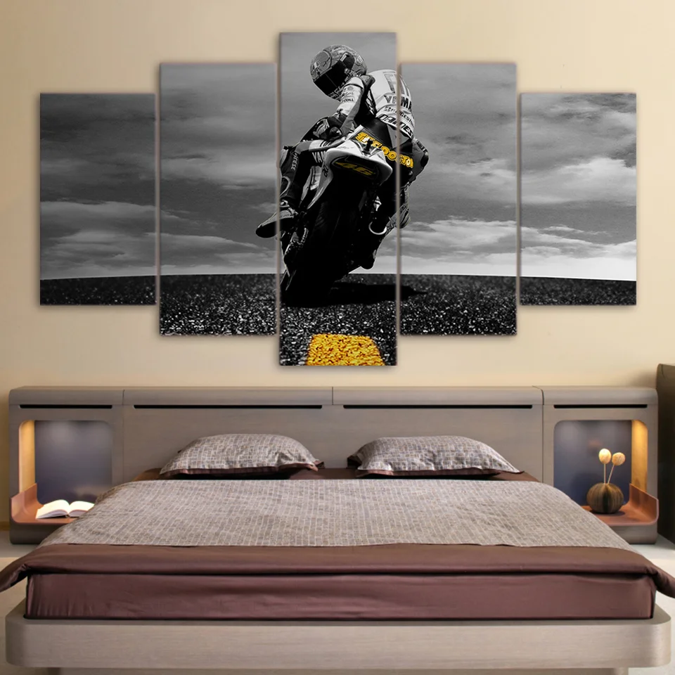 5 Panel motocykl HD wydrukowano na ścianie plakat artystyczny ramy nowoczesne na płótnie na obrazy do salonu Home Decor obraz modułowy