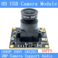 Plug Play Starlight Low illumination Webcam 1080P HD 30fps SONY IMX291 High Speed Mini CCTV Android Linux UVC USB Camera Module