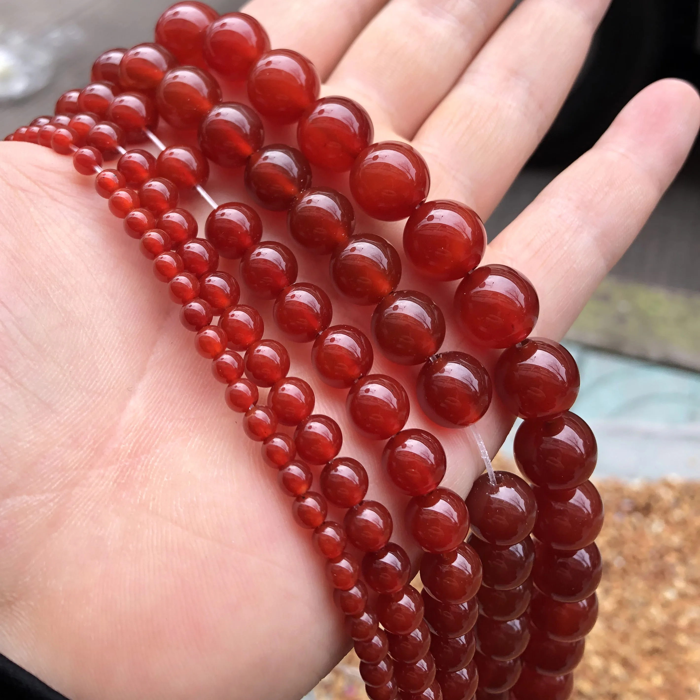 AAAAA Natural Stone Red Agates Carnelian Round Gem Loose Beads 15