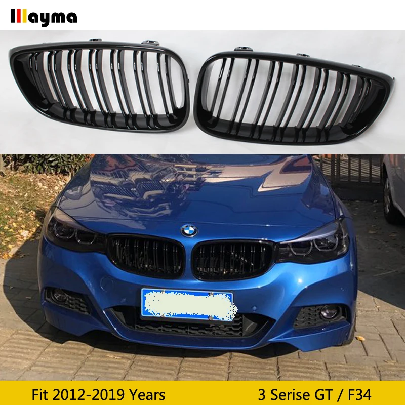 

Front air intake grilles For BMW 3 Series Gran Turismo 320i 330i 2012 - 2019 F34 GT ABS Glossy Black Grille Front Bumper Grill