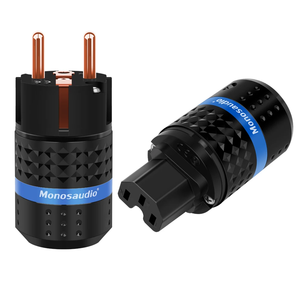 Monosaudio E102/F102 5N Pure Copper Schuko Power Plug European standard Power Cable Connector IEC Female Plug connector