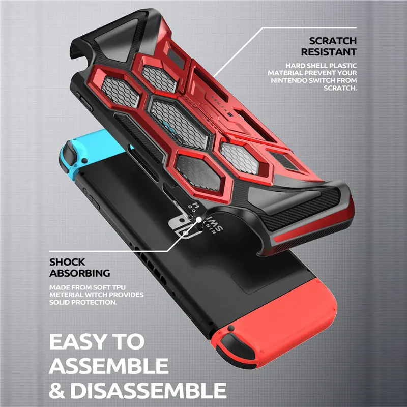 Supcase Nintendo Switch Case with Grip - Black, Red