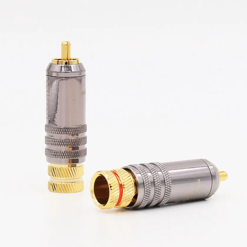 4 Pieces R1731 Hi-End Audio Gold Plated RCA Locking Plugs Audio Video Connectors