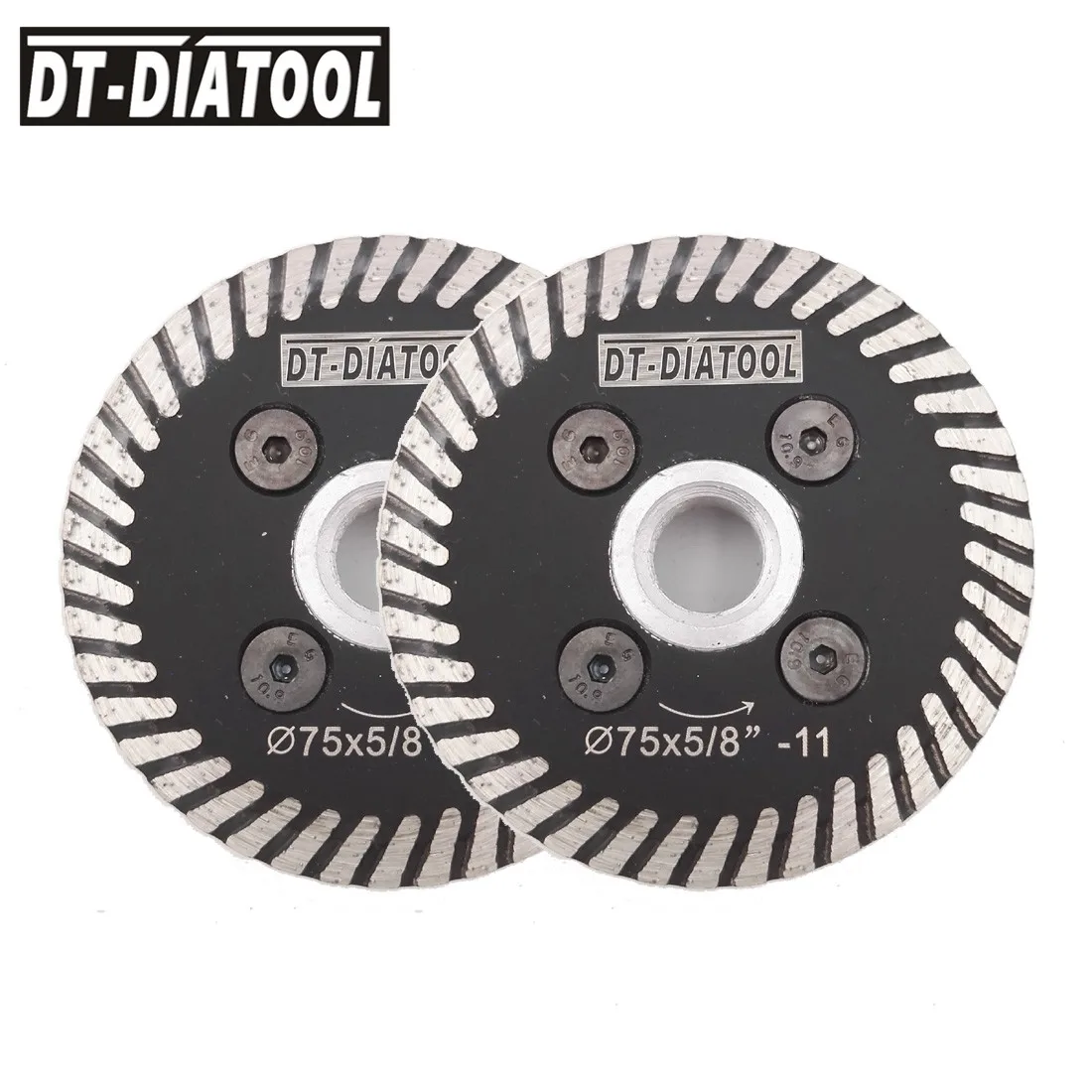 DT 1pc 75mm Hot pressed mini turbo diamond blade with removable 5/8-11 flange and 1pc 75mm blade