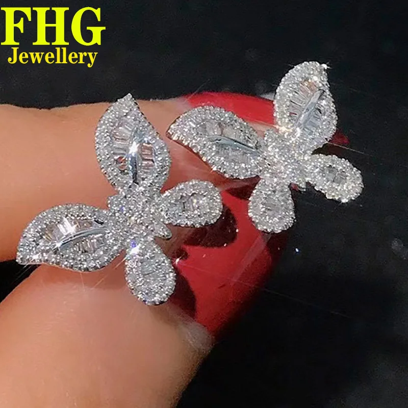 

18k Au750 White Gold Natural diamond Earring 0.8Carat Full diamond butterfly earrings Wedding Party Engagement Anniversary