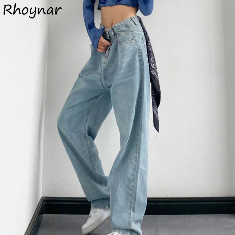 

Jeans Women Vintage Hip-hop Washed High Waist Daily Students Leisure Fashion Stylish Streetwear Cozy Trousers Female Chic Newly