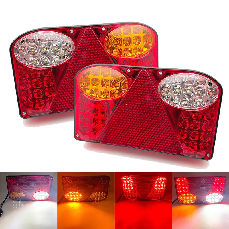 

2X 12V LED Car Trailer Truck Tail Light Taillight Rear Light Stop Brake Lamps Turn Signal for Pick-ups Tippers chassis Van