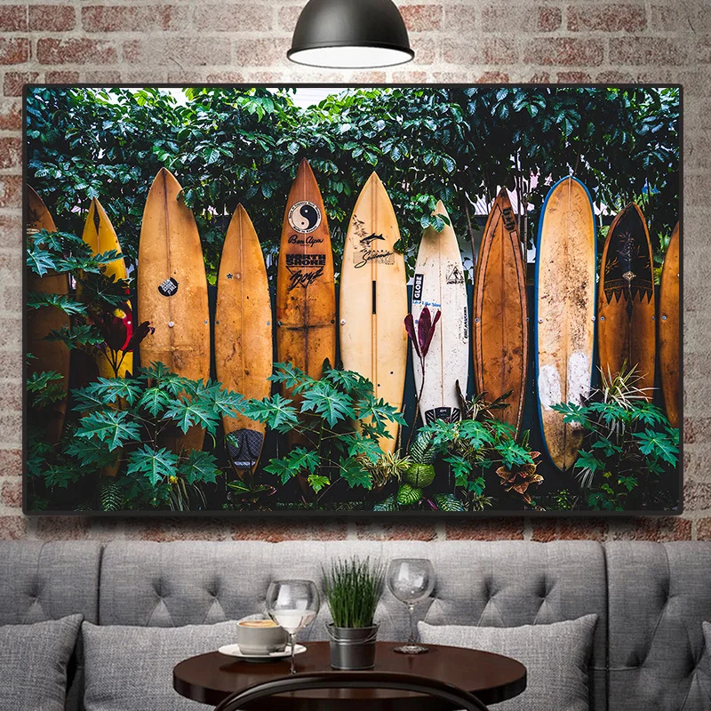 

Retro Tropical Rainforest Surfboard Photography Poster and Print Wall Art Canvas Painting for Living Room Home Cuadros Decor