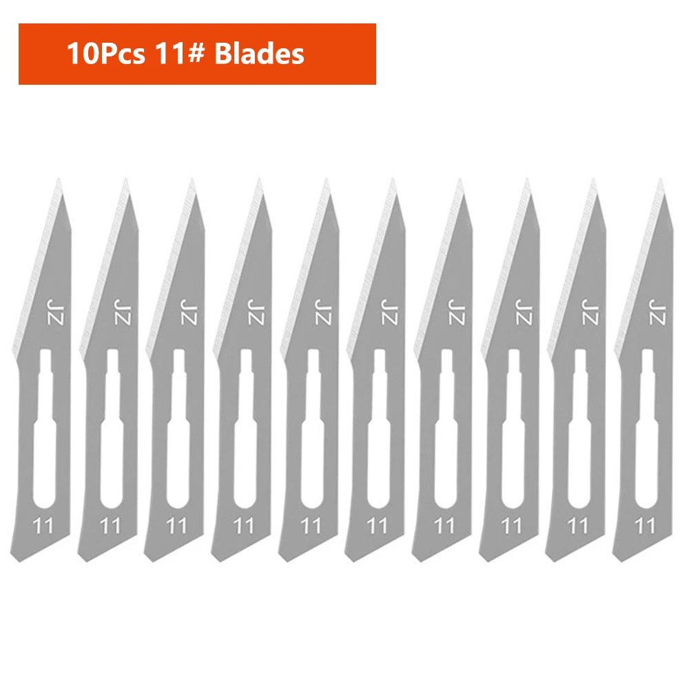 10 Stück Klingen Edelstahl Chirurgisches Skalpell 11 # 23 # Abnehmbare Aufbewahrungsbox mit Metallgriff für Pflanzenpfropfen, Schnitzen, DIY-Reparaturen – Detail 14