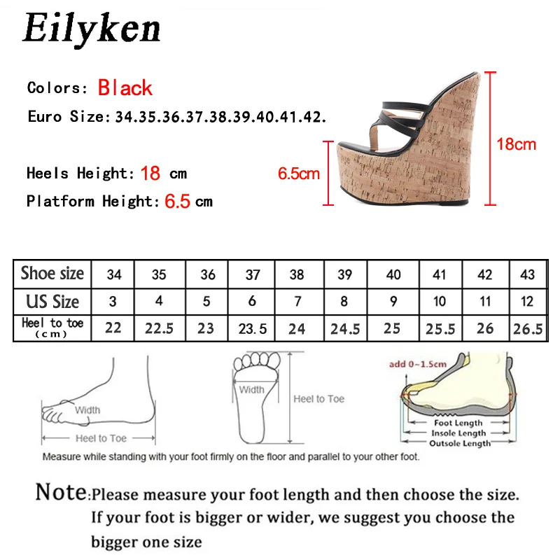 Eilyken Summer Outdoor Open Pinch Toe Platform Wedge Women Slippers Fashion Narrow Band High Heels Flip Flops Shoes