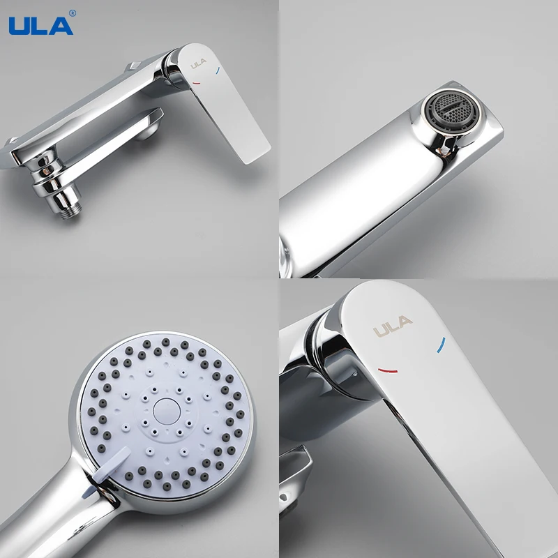 ULA Bathtub Shower Set Mixer Valve Space Saving Bathtub Mixer Taps Hot & Cold Bathroom Shower Faucet Bath Spout Shower System