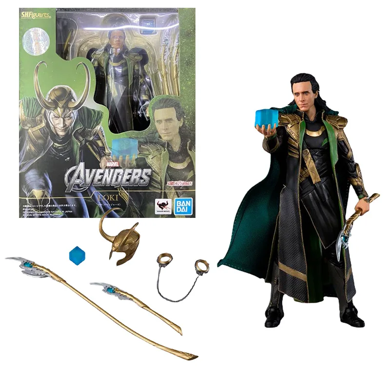 Bandai Marvel Legend Anime Figure SHF Limited God of Evil Loki Joint Movable Genuine Model Anime Action Figure Toys for Children