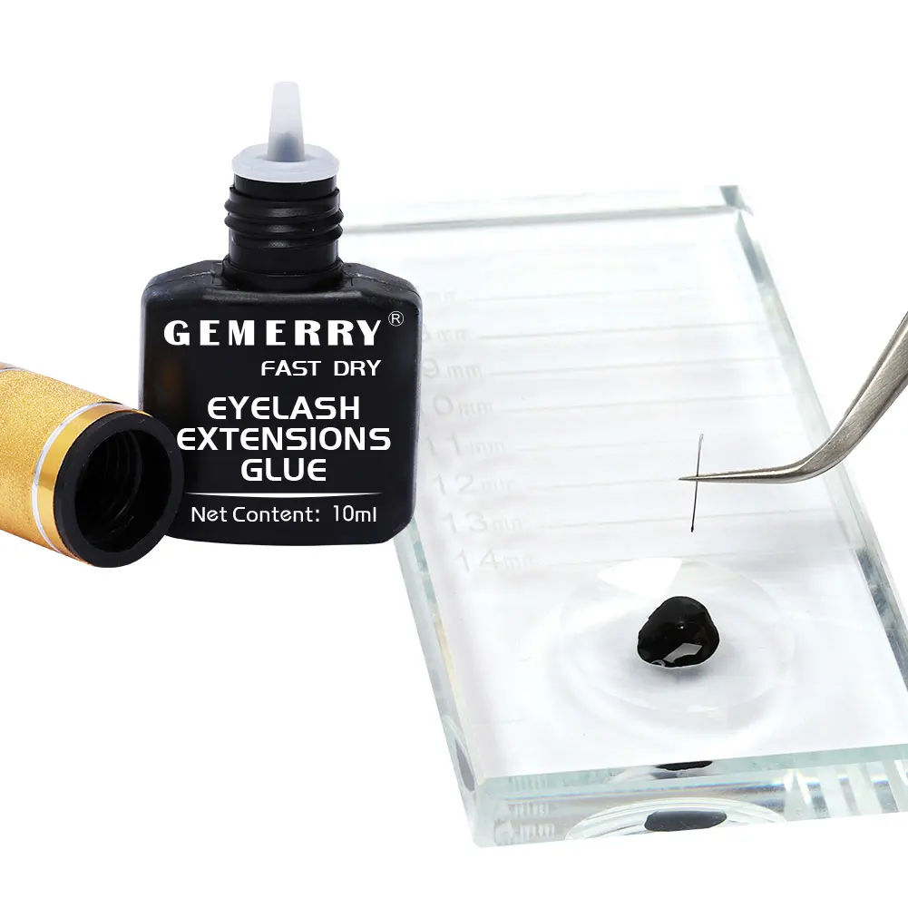 Gemerry Kleber für Wimpern verlängerung 10ml schwarz wasserdicht falsche Wimpern Kleber profession elle Make-up Kleber Wimpern kleber Werkzeuge