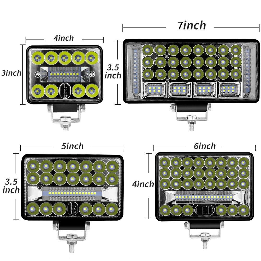 4-7 cali 7200 lm 12V 24V 54-204W LED Światło samochodowe Offroad Spot Flood LED Światło robocze do ciężarówki Samochód Łódź Ciągnik 4x4 Atv