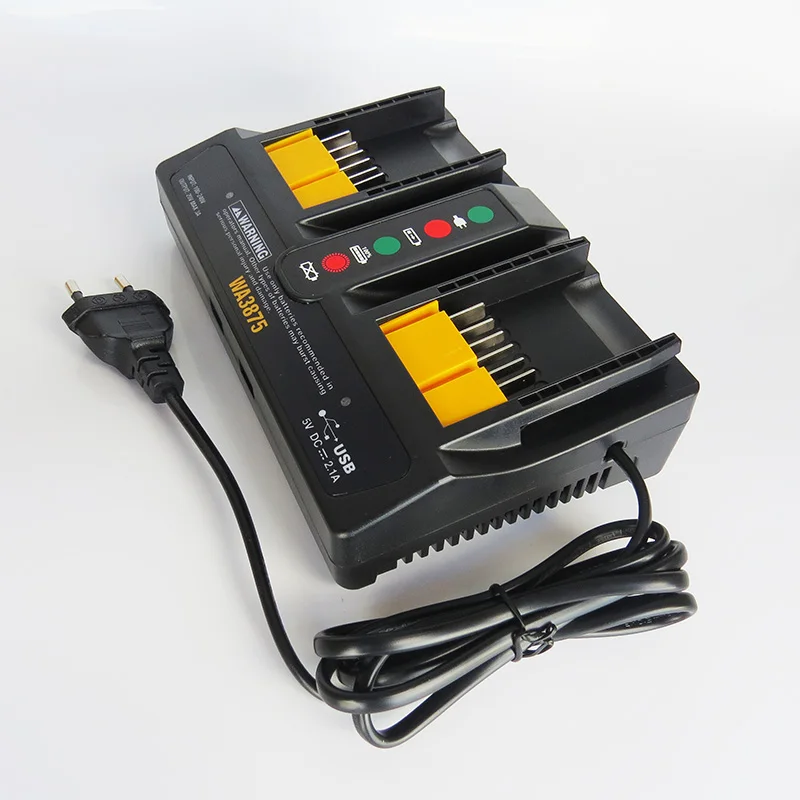 EU Plug Charger for Worx WA3875 20V 18V Li-ion Battery 2.0A/3.0A Charger for Worx WA3520 WA3525 WA3578 WA3575 WA3742 Fast Charge