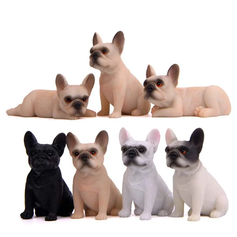 

Realistic French Bulldog Pug Animals Figurines Cute Puppy Dog Figures Home Decoration Educational Toy