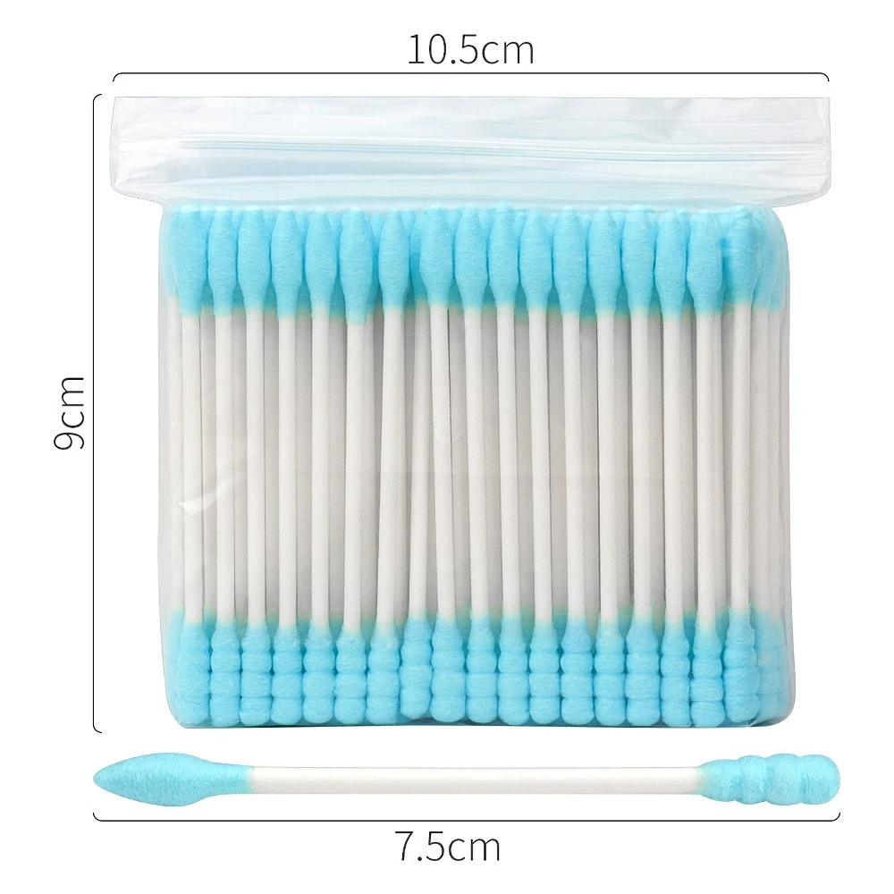 100 PCS Disposable Colorful Paper Handle Cotton Swab Double Head Semi Permanent Makeup Hygiene Clean Assist Supply