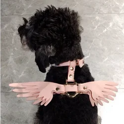 PU Leather Wing Dog Collars Adjustable Dog Leash Pet Collar Leash Lead Pet Harness Dog Leash Harness For Small Medium Dog Cat