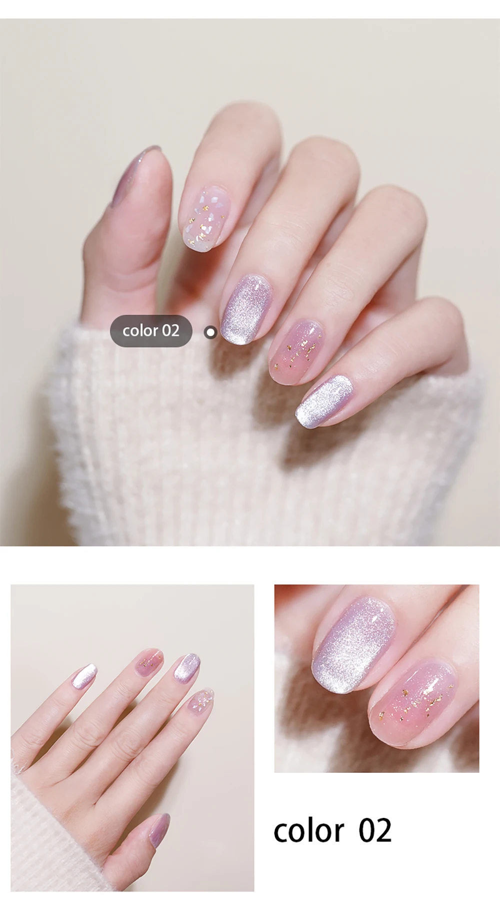 Vendeeni 9D Kristall-Katzenaugen-Gel-Nagellack Holographischer UV-Soak-Off-Gel-Lack Magnetischer Hybrid-Gel-Lack für Maniküre 9 Farben – Detail 6