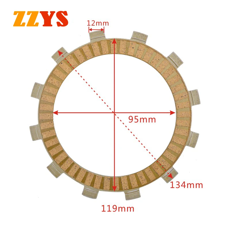 

134X119X95X3mm 7pcs Motorcycle Parts Paper Based Clutch Friction Plate Disc Kit For Kawasaki KLX250 KLX 250