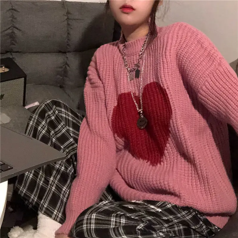 Sweater Pullovers Womens Spring Warm Lovely Retro Fashion O-neck Soft Loose All-match Students Knitted New Chic Korean Style Fit