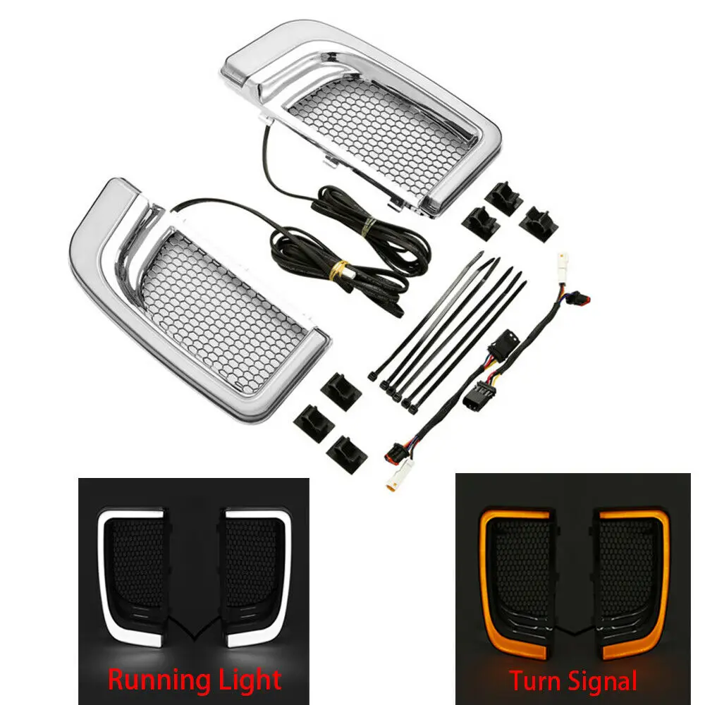 

Motorcycle Blinker Fairing Lower Grills LED Turn Signal For Harley Touring 2014-2020 CVO Street Electra Road Glide Ultra Limited