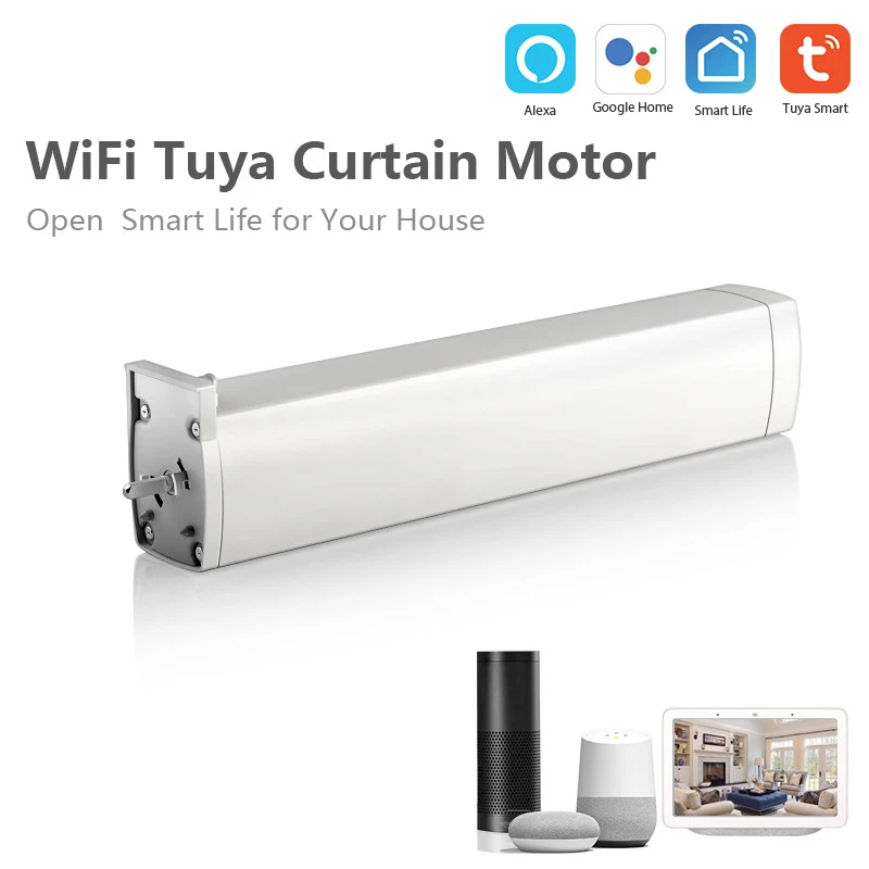 Wifi Smart Automatic Curtain Motor Track System Smart Home Motorized Smart Life APP Remote Control Works Alexa Echo Google Home