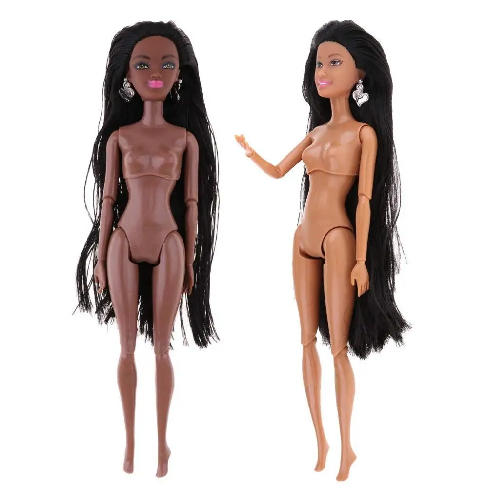 

1pcs Plastic 11 Joint Black Nude Doll Body 29cm Naked African Body with Head for 1/6 doll DIY Toy Doll Accessories Gift