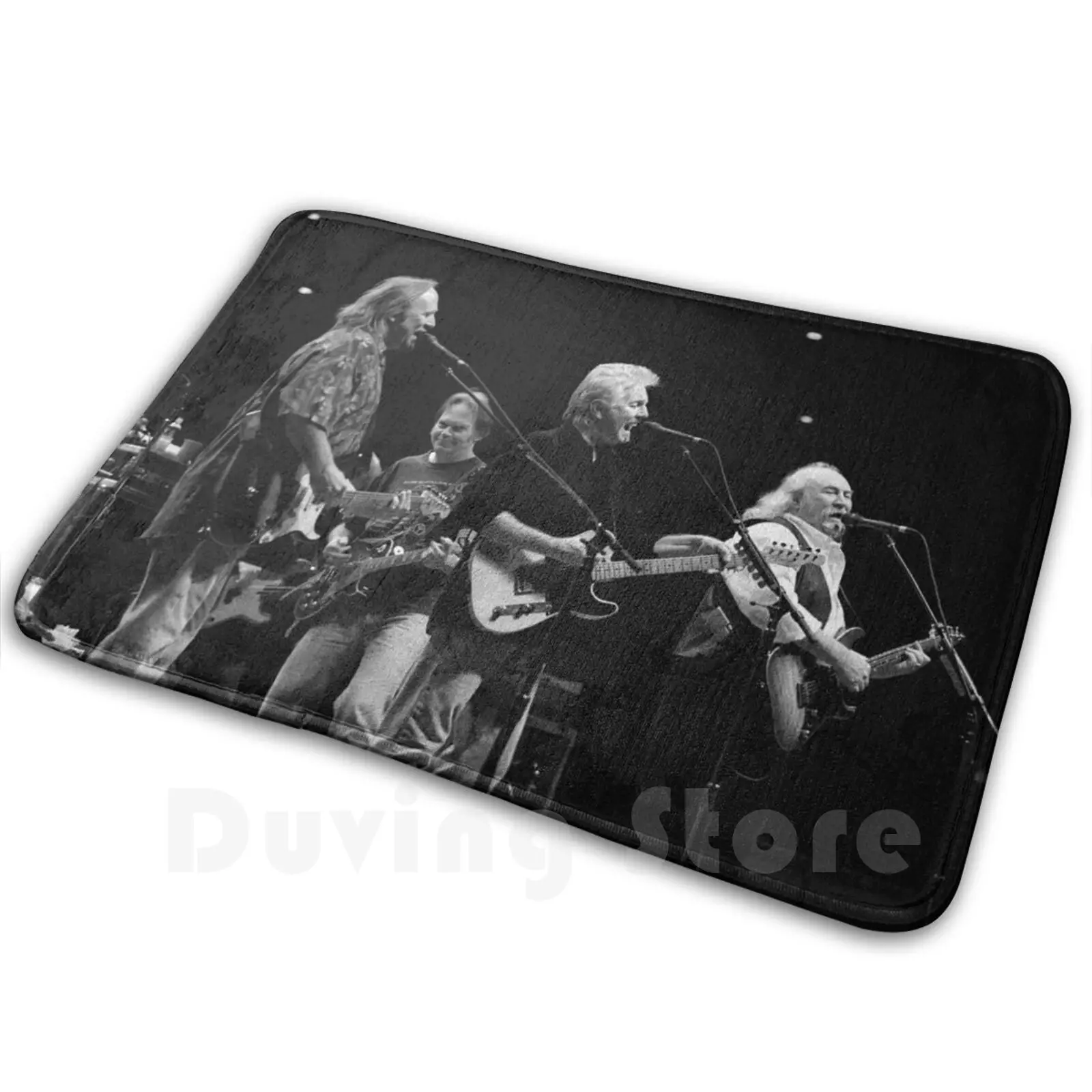 Csny-Black And White Photograph Carpet Mat Rug Cushion Soft Non-Slip Singer Songwriter Guitarist David Crosby Performing