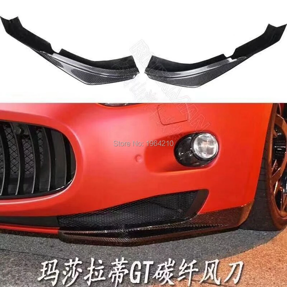 2Pcs/set Car Styling Carbon Fiber Front Corner Bumper Lip Spoiler Diffuser Protector for Maserati Gran Turismo GT GTS 2007-2014