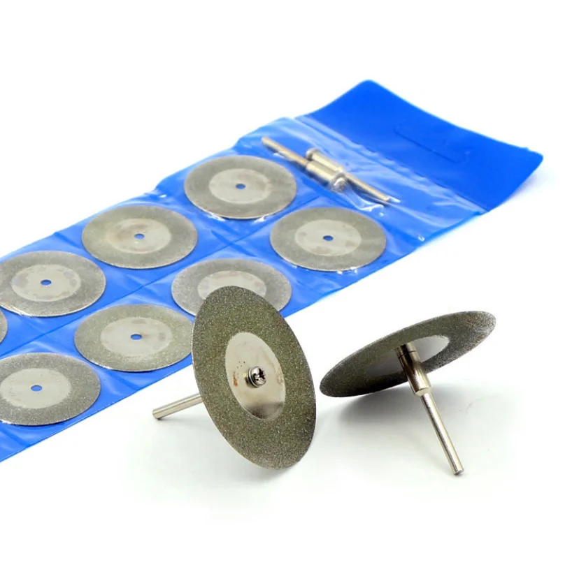 10PCS Mini Abrasive Diamond Cutting Disc Set for Dremel Rotary Cutter Saw Blade Grinding Wheels Disk with Mandrel Power Tools