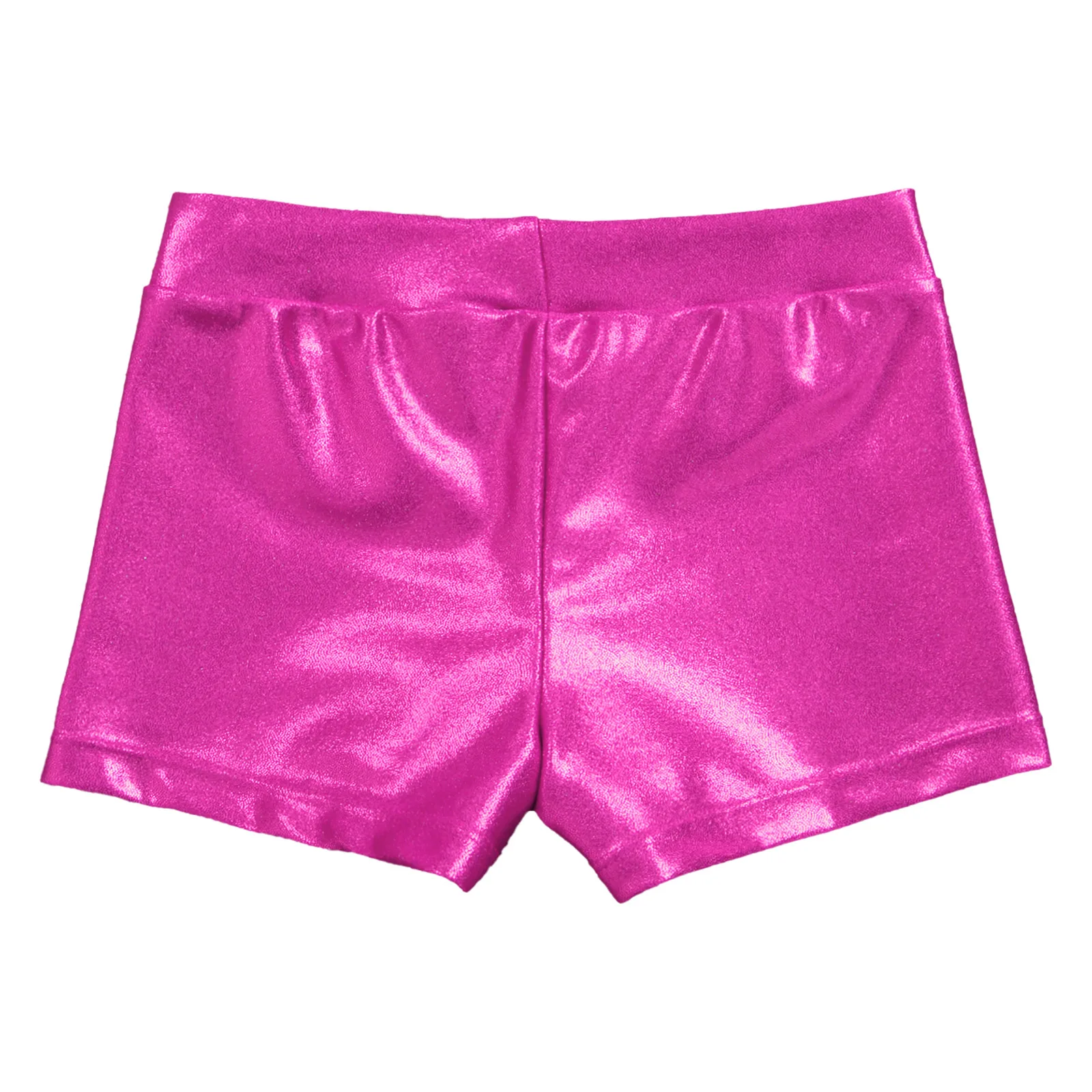 Kids Girls Shiny Metallic Shorts for Dancing Elastic Waistband Gym Workout Sport Dance Shorts Dance Wear Children\'s Short Pants