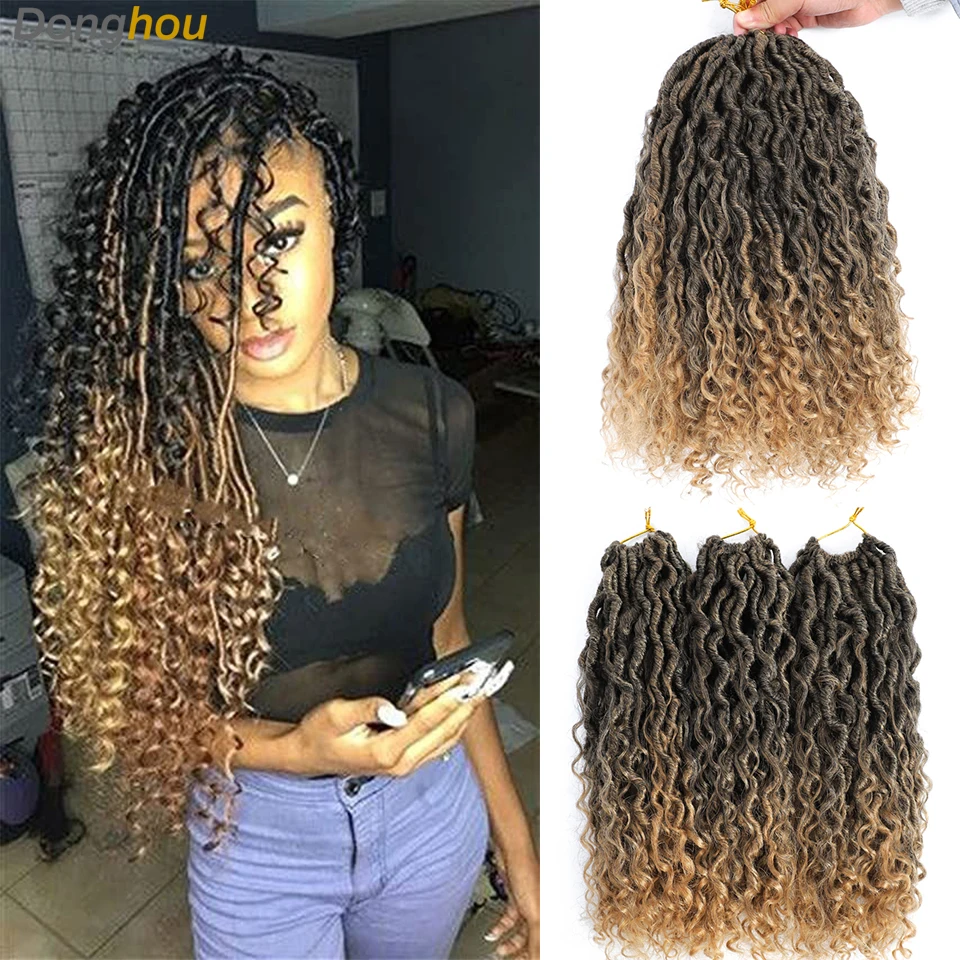 Synthetische Godin Locs Gehaakt Haar 14 18 Inch Rivierlocs Gehaakt Haar Met Gekrulde Uiteinden Boho Faux Locs River Krullen Gehaakt Haar