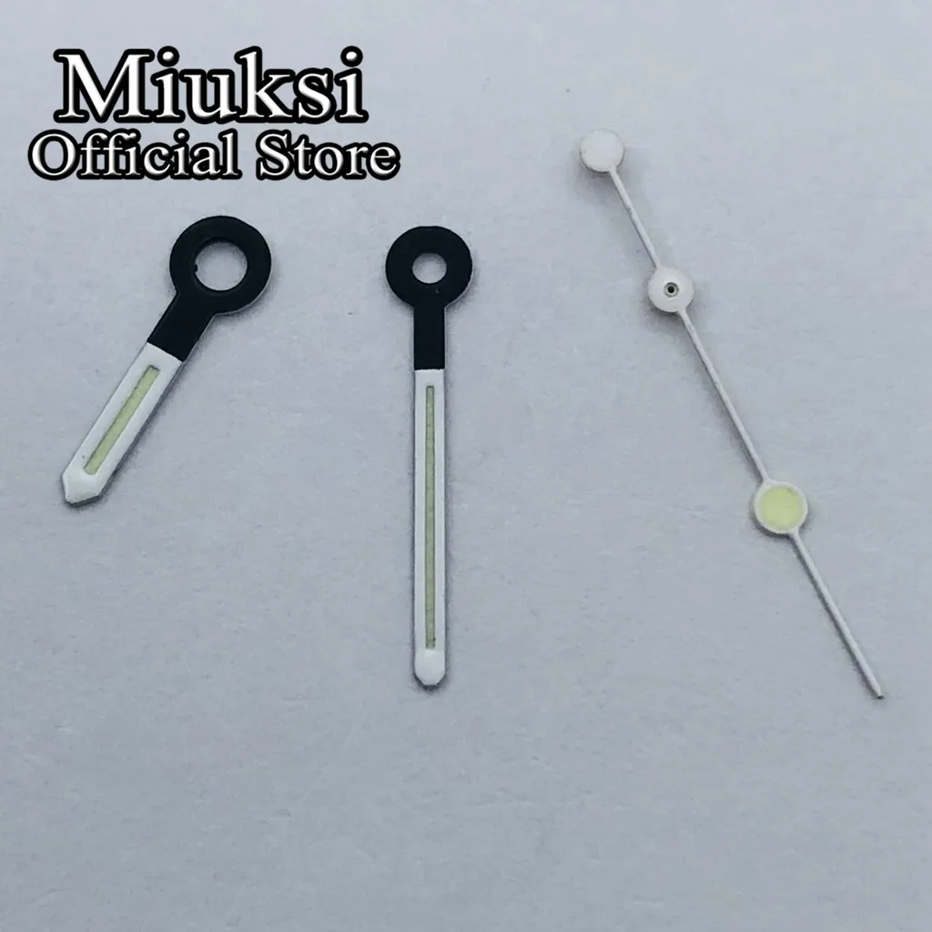 Miuksi argento nero lancette dell'orologio verde luminoso adatto al movimento Miyota 8215 8205 821A Mingzhu DG2813 3804 Seagull ST1612