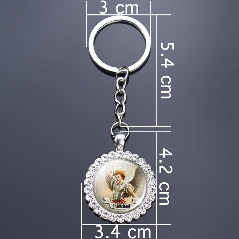 Saint Keychain Religious Gift Jewerly St Michael St Anthony St Therese St Joseph Rhinestone Pendant Keychains Keyrin