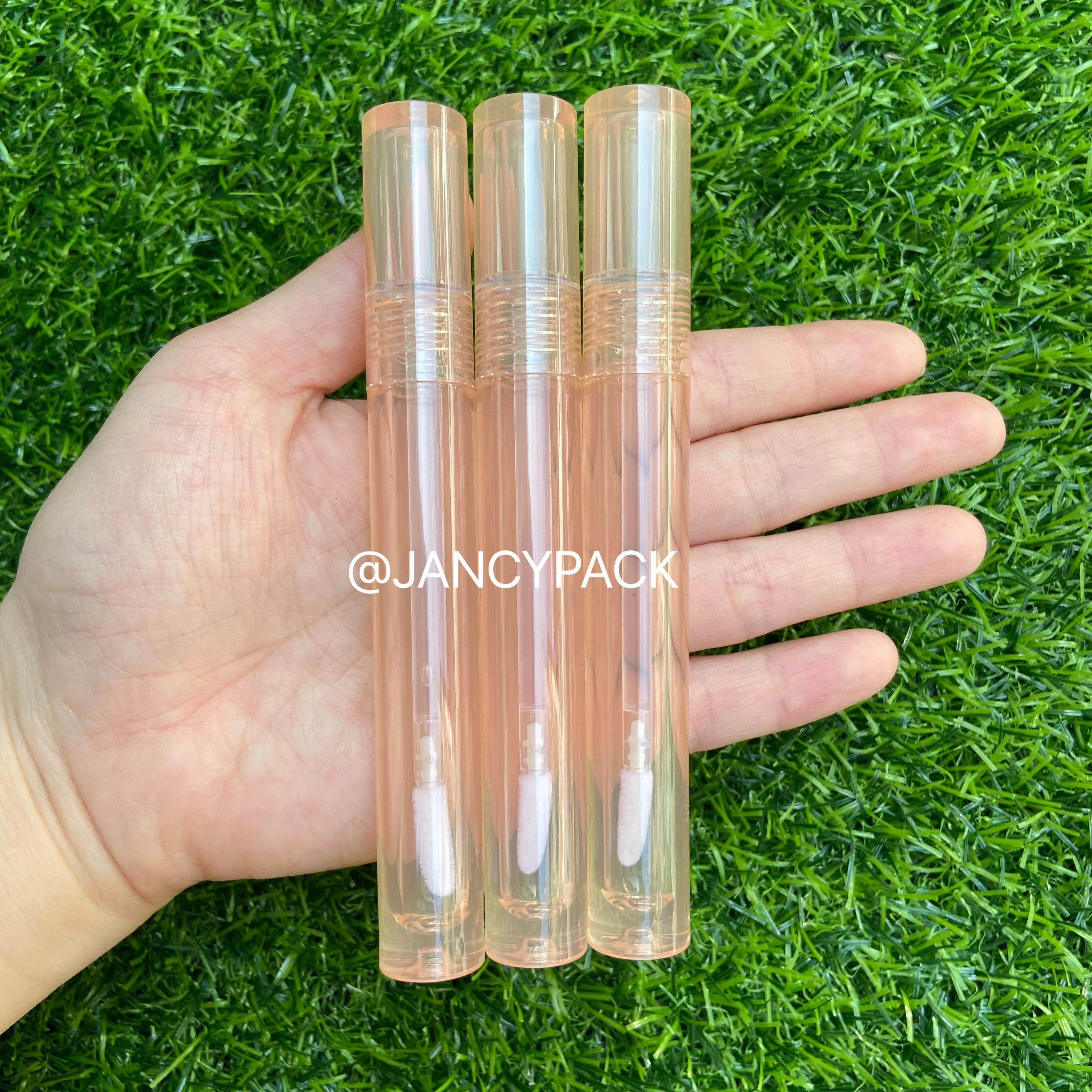 

Wholesale 3.5ml slim long round Liquid Lipstick Tube Clear Cylinder transparent orange empty Lip Gloss Bottle Container lip balm