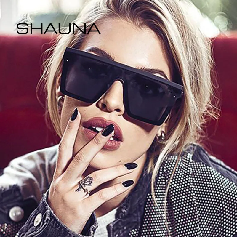 SHAUNA Flat Top Classic Square Sunglasses Woman Brand Designer Purple Mirror Coating Shades UV400