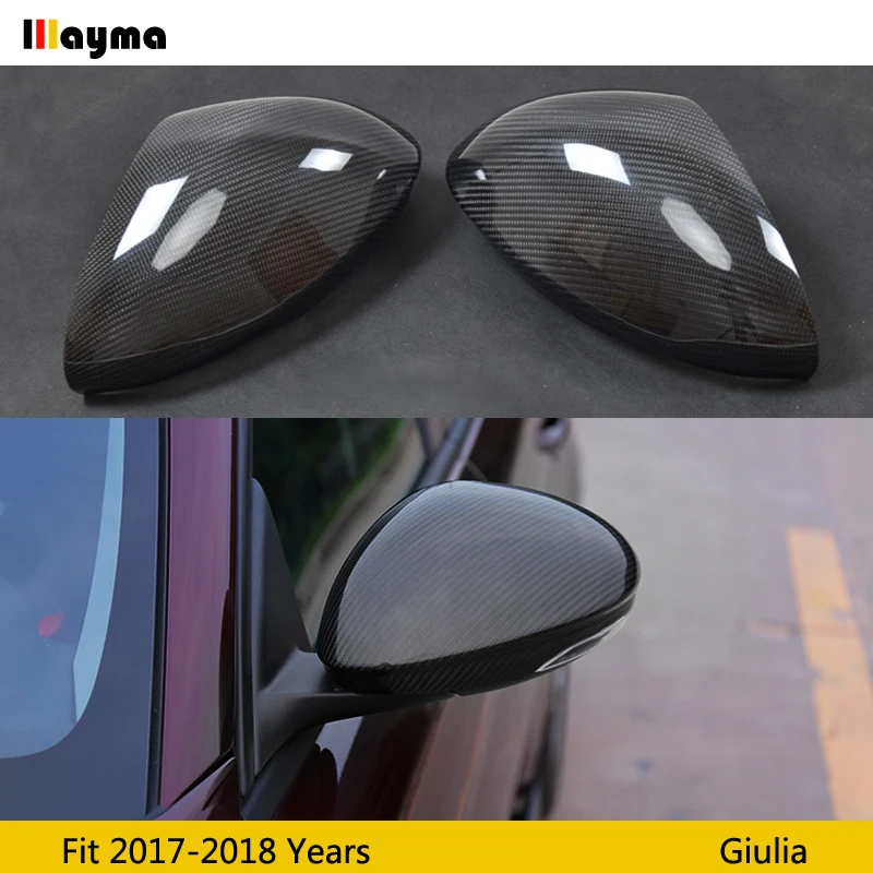 

Carbon Fiber Mirror cover For Alfa Romeo Giulia 200HP 280HP 510HP 2017 2018 year Giulia Sport style rear mirror cap (stick-on)