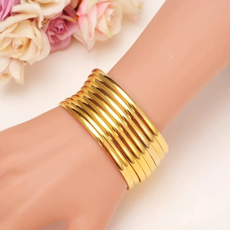 24K gold plated  Bangles Ethiopian Africa Fashion Gold Color Bangles For Women African Bride Wedding Bracelet Jewelry Gifts