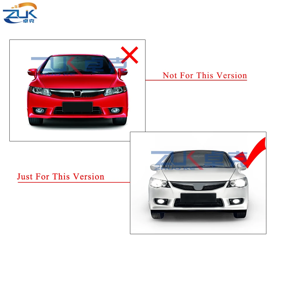 ZUK For CIVIC FD 2009-2011 Front Bumper Fog Lamp Fog Light Additional Set Foglight Upgrade Kit With Swith and Wire Harness