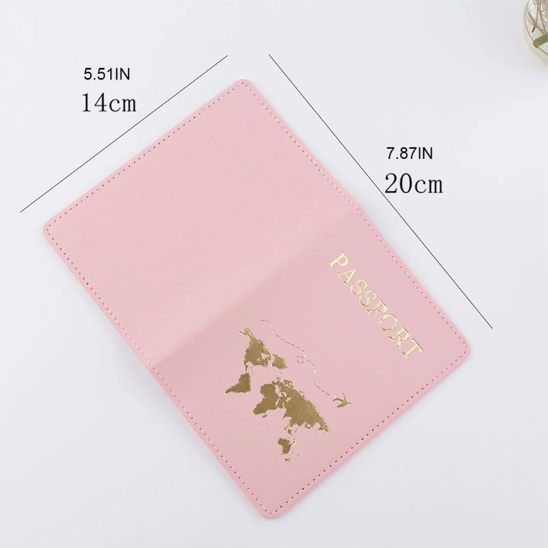 Simple Fashion Passport Holder World Map Thin Slim Personalized Travel Wallet Gift PU Leather Card Case Cover Unisex