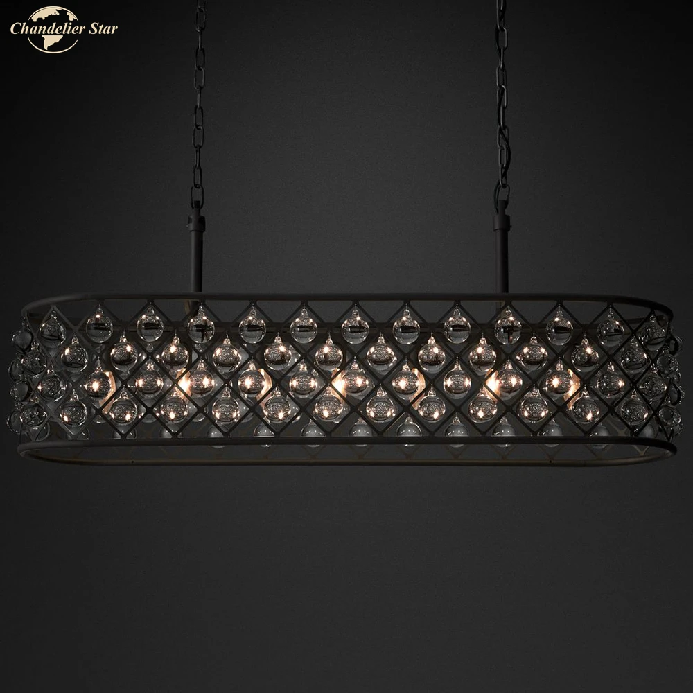 Nordic LED Pendant Lights Modern Glass Drop Rectangle Chandelier Iron Lustres Indoor Lighting for Living Dining Room Villa