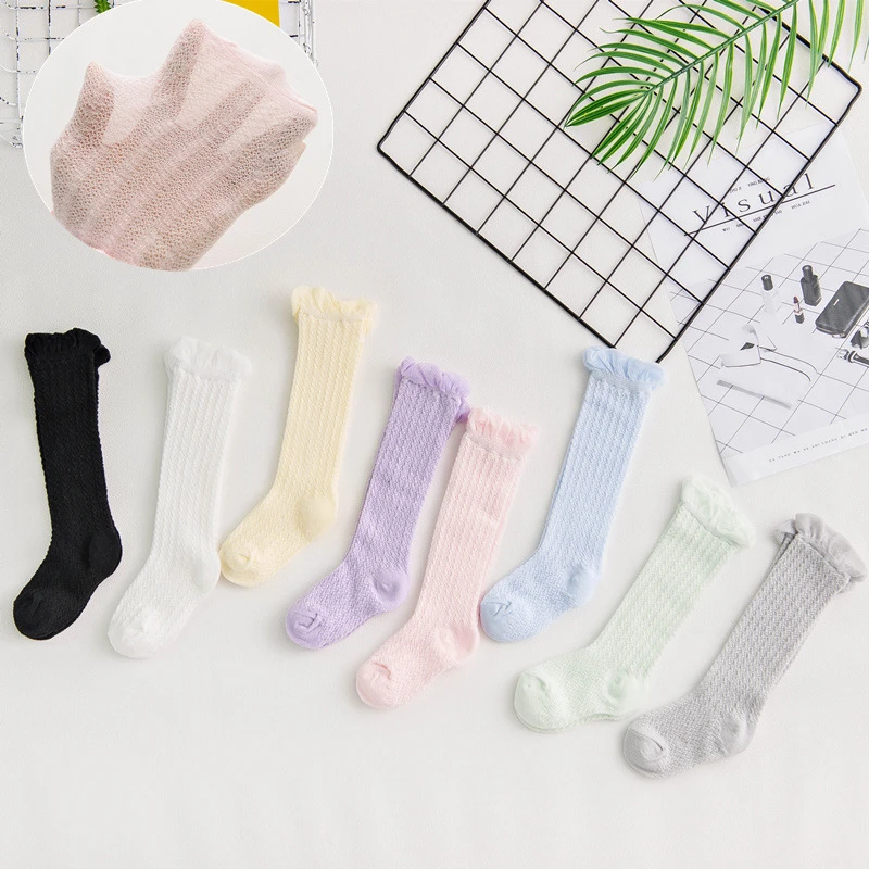 Baby Girls High Tube Stockings For Children Boys Breathable Stocks Kids Socks Over the Knee Socks Cute Cotton Summer Hot