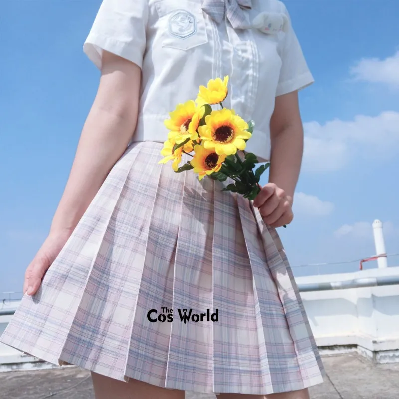 [Käse Pfirsich] Mädchen der Frauen der Japanischen Sommer Hohe Taille Gefaltete Plaid Röcke Frauen Kleid Für JK Schule uniform Studenten Tücher