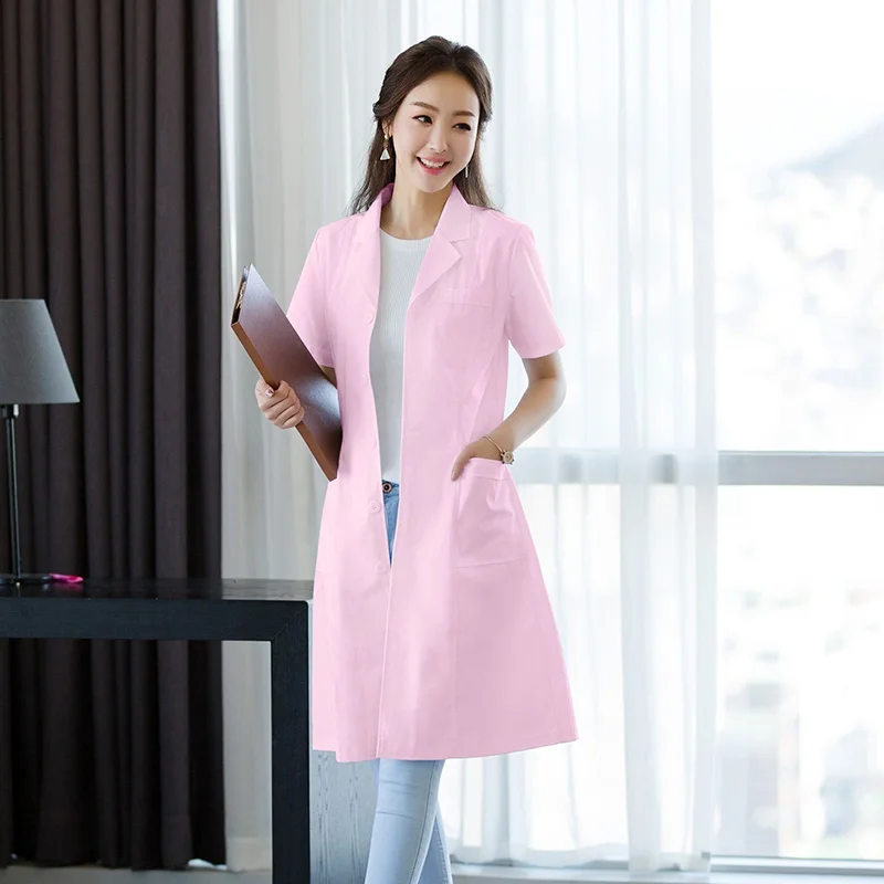 Nouvel uniforme de laboratoire pour femmes, vêtements de travail, pharmacie, manteau blanc, Costume femme, Spa, Salon de beauté, veste longue, robe, DD2752, 2021